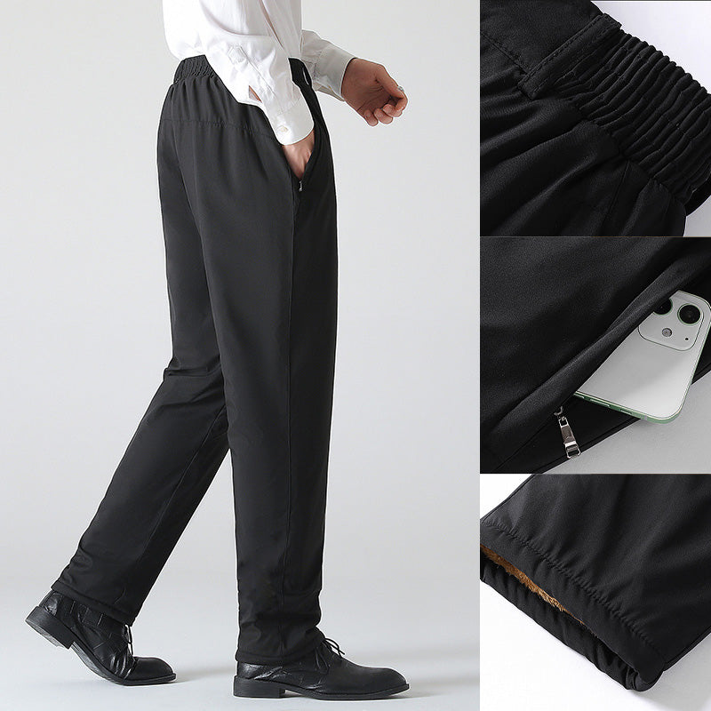 Fleece Thickened Straight Casual Men's Pants