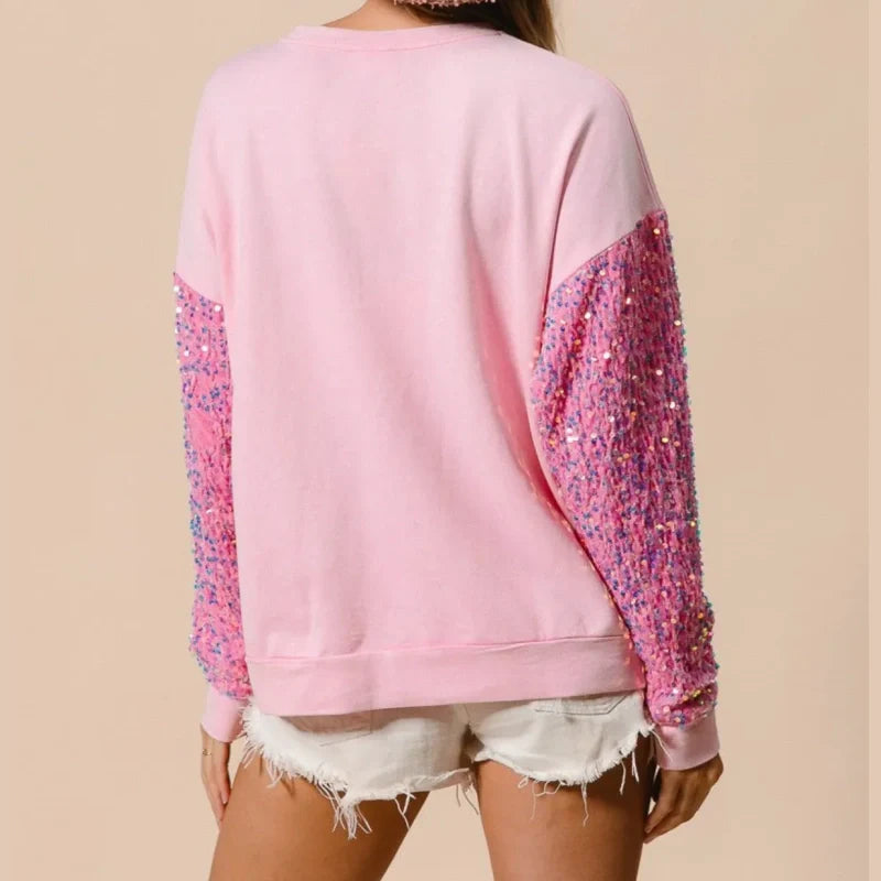 Women's Christmas Sequin Long Sleeve Sweatshirt