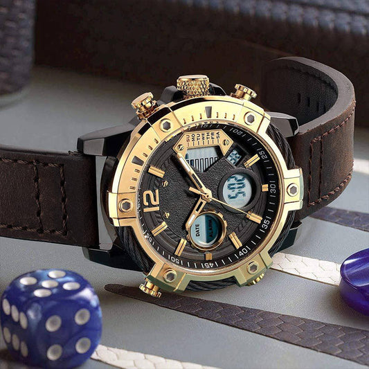 ⌚Multifunctional Dual Display 3ATM Waterproof Men's Quartz Sports Watch