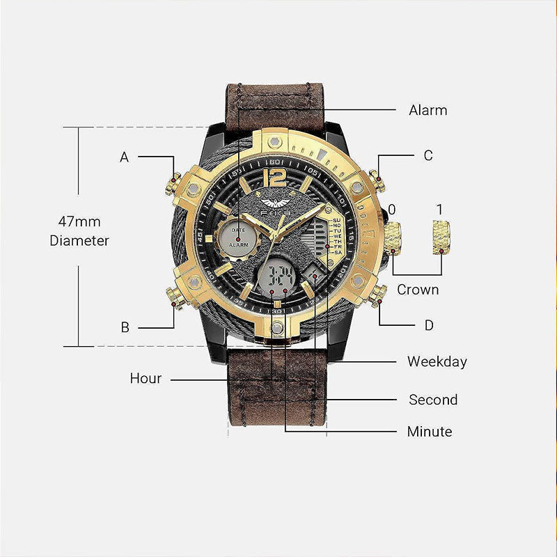 ⌚Multifunctional Dual Display 3ATM Waterproof Men's Quartz Sports Watch
