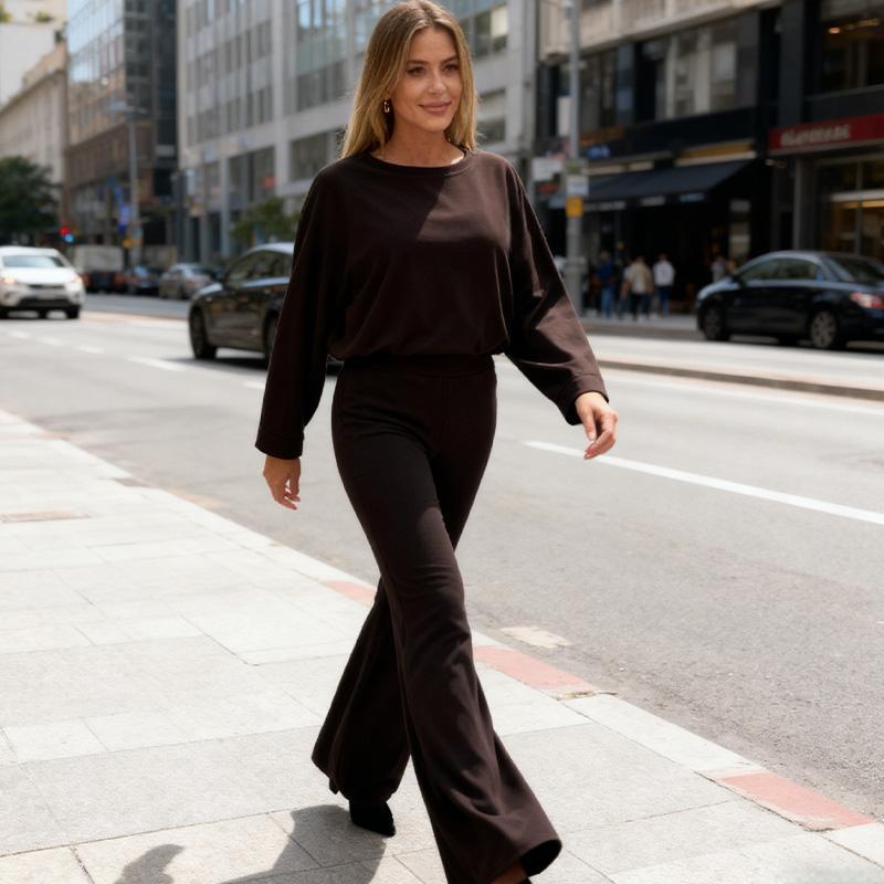 Women’s Causal Top & Wide-Leg Pants 2-Piece Set