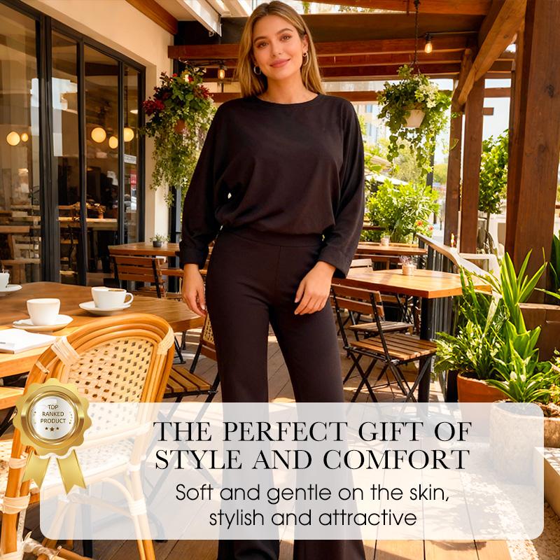 Women’s Causal Top & Wide-Leg Pants 2-Piece Set