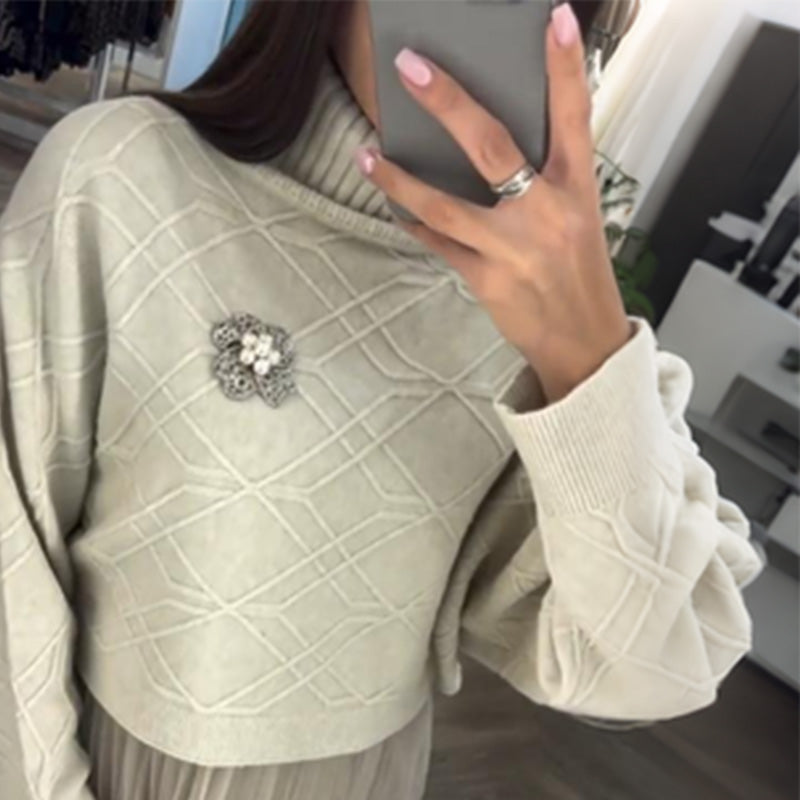 🌟 WOMEN’S ELEGANT TURTLENECK SWEATER & TULLE SKIRT 2-PIECE SET