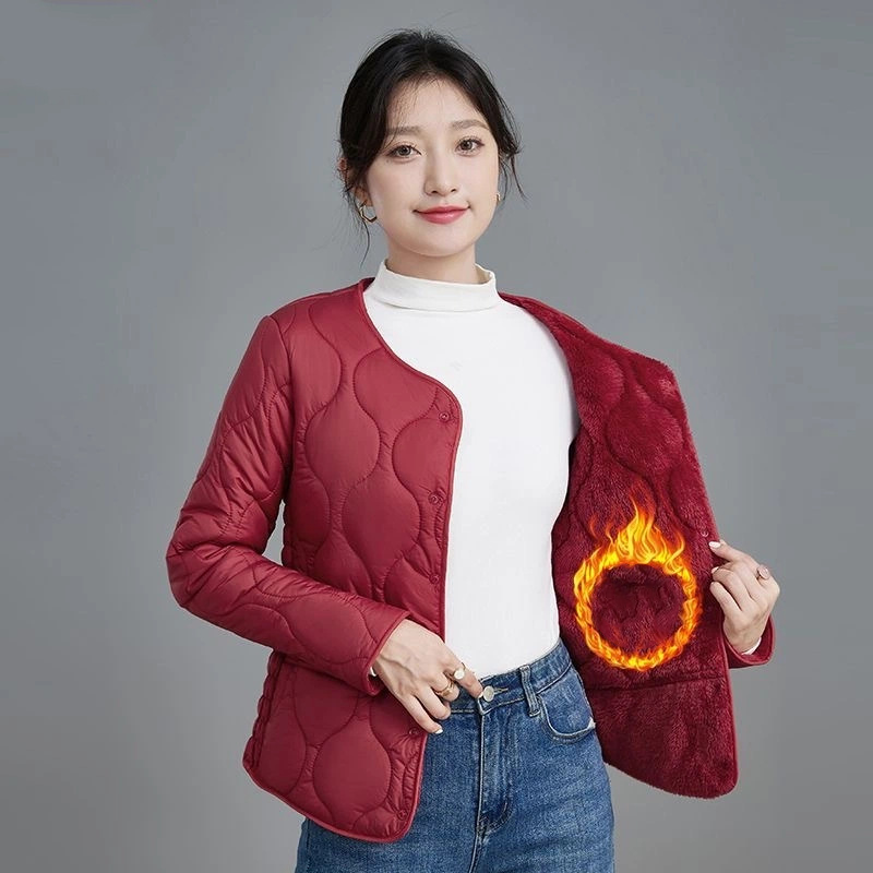 Women's Warm Quilted Button-Up Jacket