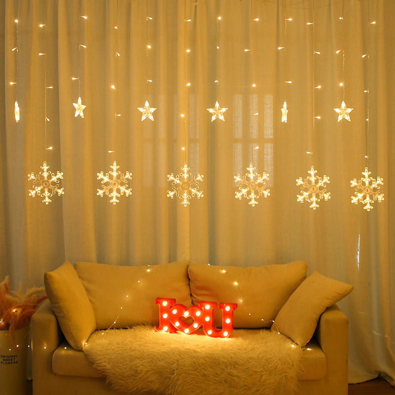 📢📢50 % OFF !!⏰⏰LED Snowflake Curtain String Lights