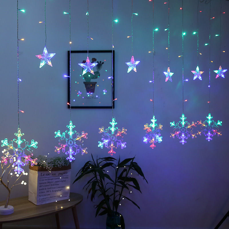 📢📢50 % OFF !!⏰⏰LED Snowflake Curtain String Lights