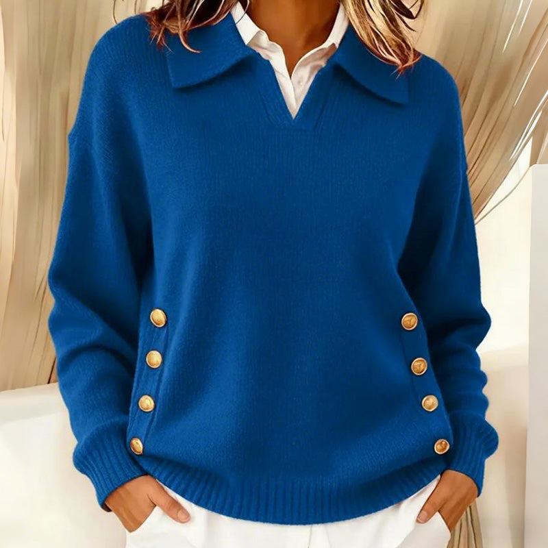 Women's Fashion Solid Color V-Neck Pullover