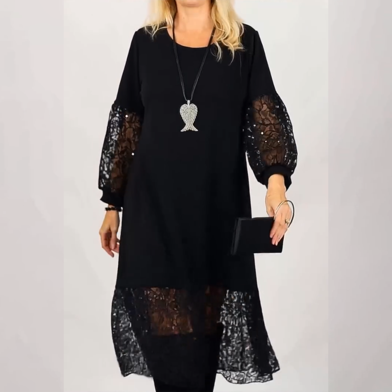 🔥New Arrivals Special Offer-Elegant Lace Lantern Sleeve Loose Dress