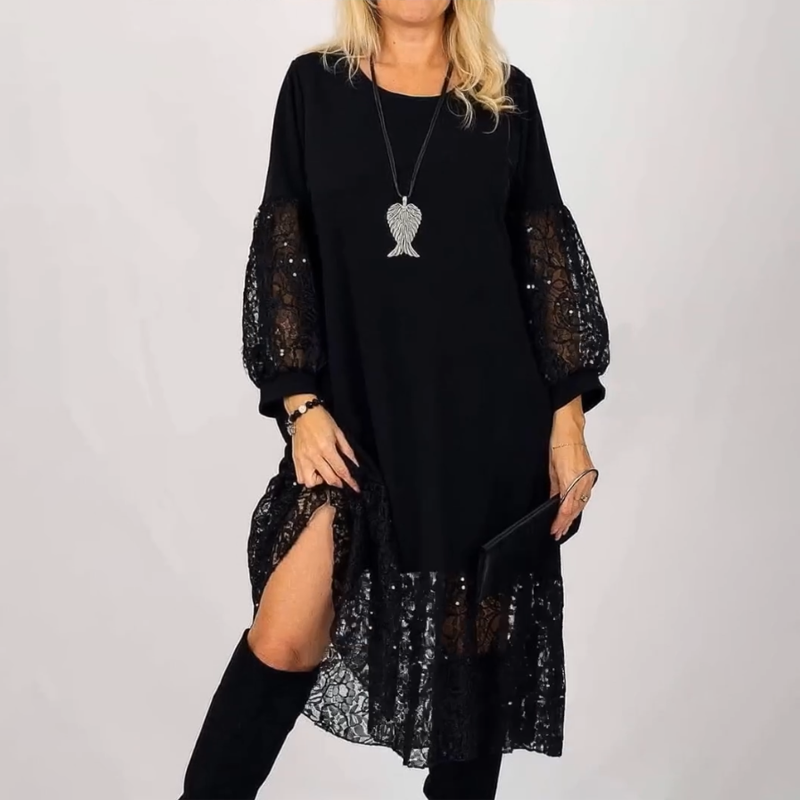 🔥New Arrivals Special Offer-Elegant Lace Lantern Sleeve Loose Dress