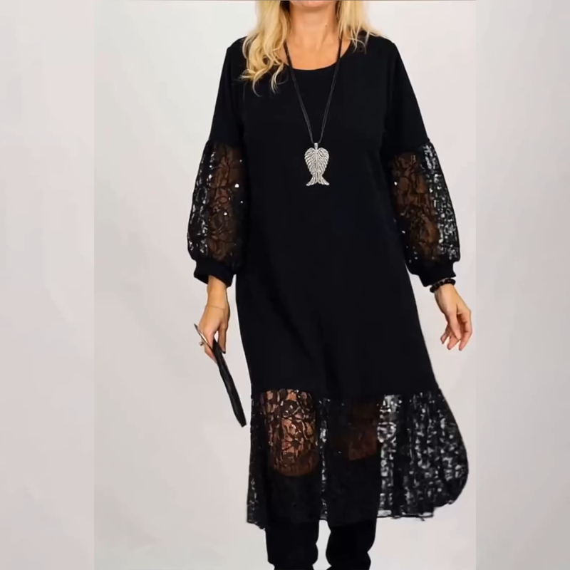 🔥New Arrivals Special Offer-Elegant Lace Lantern Sleeve Loose Dress