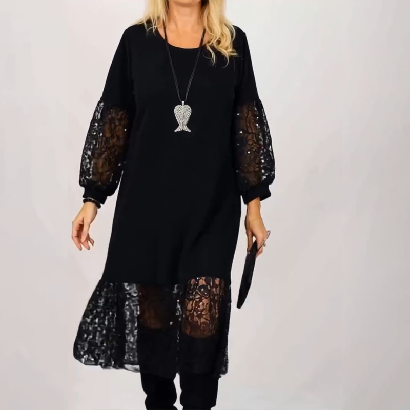🔥New Arrivals Special Offer-Elegant Lace Lantern Sleeve Loose Dress