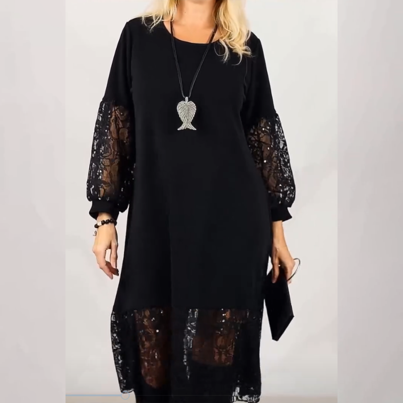 🔥New Arrivals Special Offer-Elegant Lace Lantern Sleeve Loose Dress