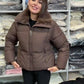 Women's Short Padded Jacket with Lapel Collar