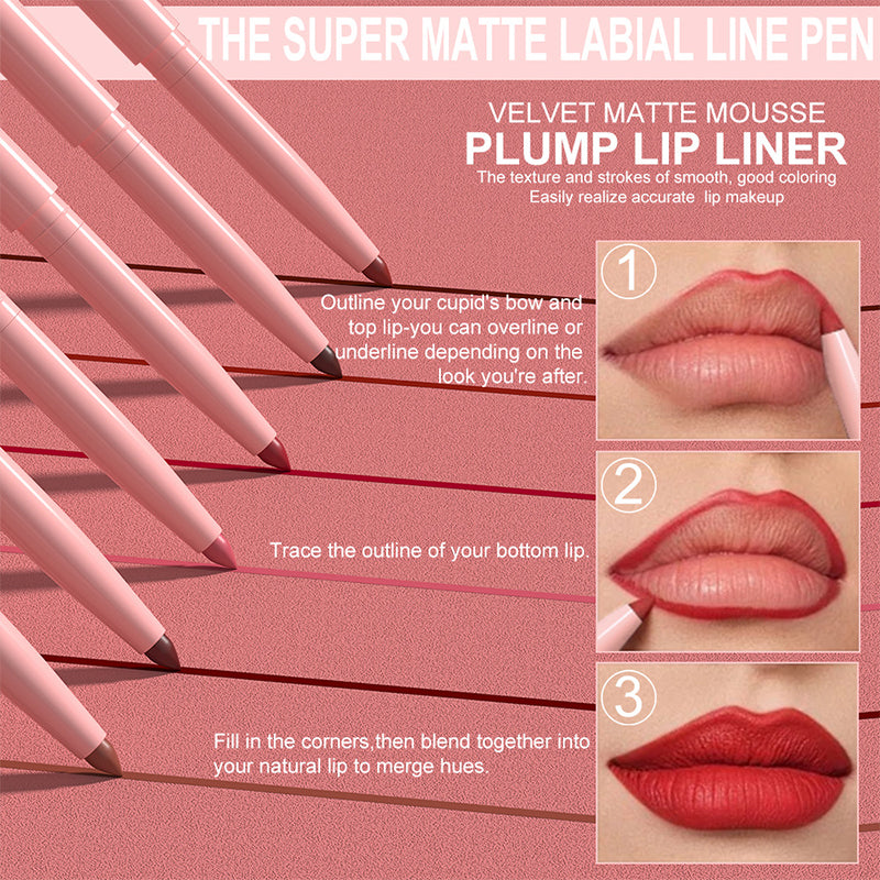 🔥Hot Sale Offers-6 Pack High-Pigment Matte Lip Liner Pencils