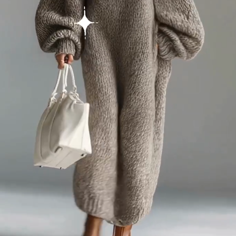 Oversized Long Sleeve Knitted Maxi Sweater Dress