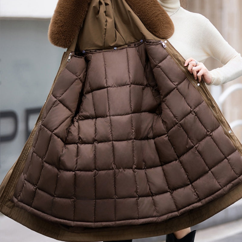 Women's Warm Coat with Detachable Liner & Faux Fur Hood