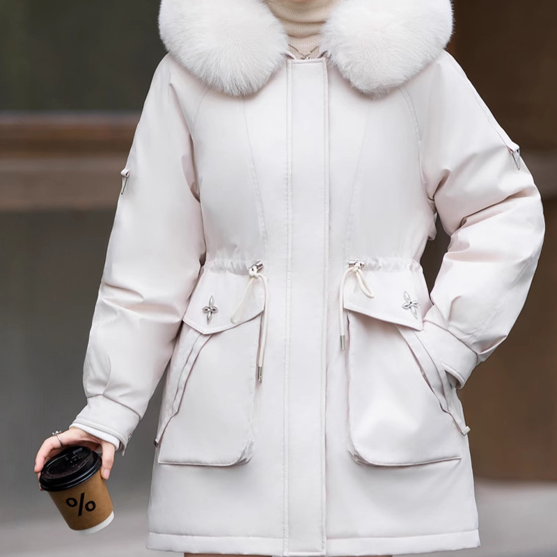 Women's Warm Coat with Detachable Liner & Faux Fur Hood