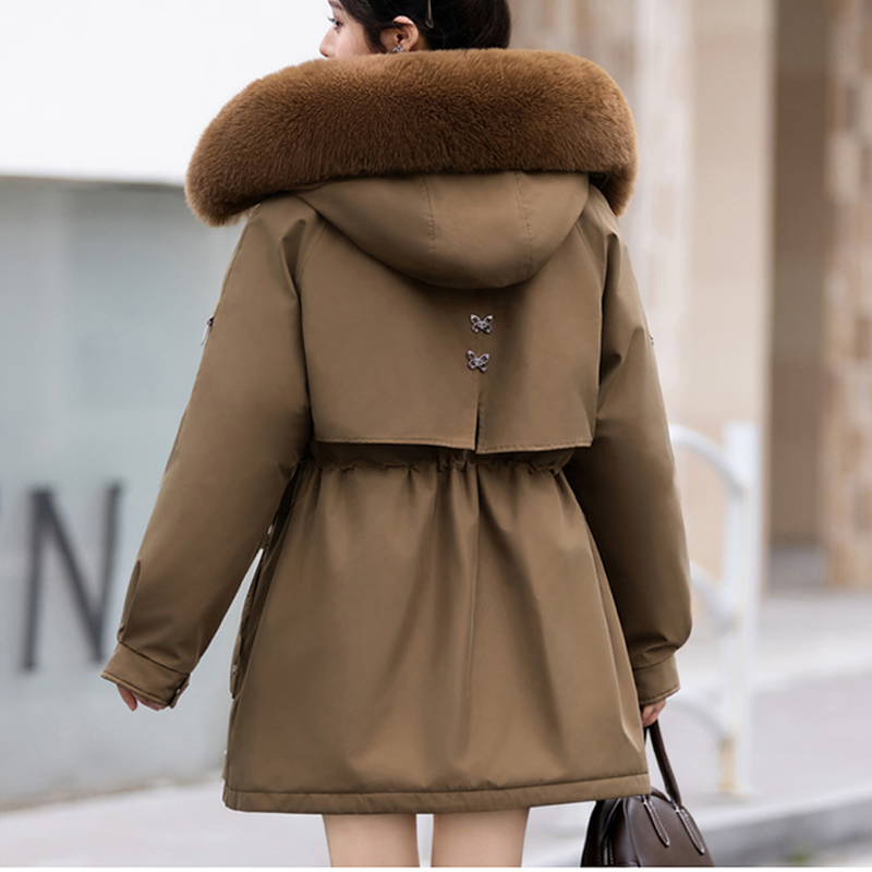 Women's Warm Coat with Detachable Liner & Faux Fur Hood
