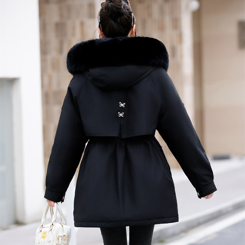 Women's Warm Coat with Detachable Liner & Faux Fur Hood