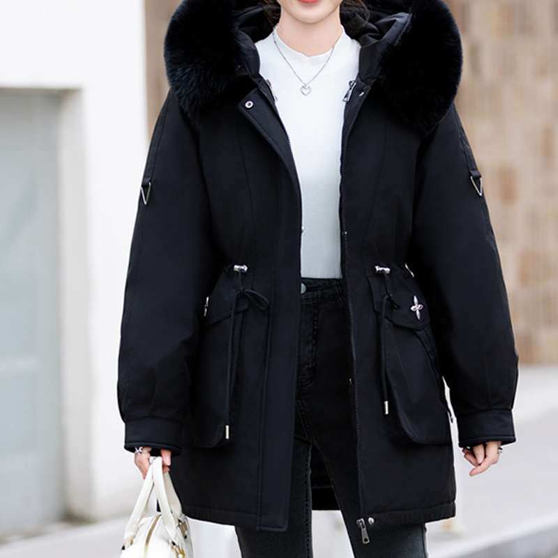 Women's Warm Coat with Detachable Liner & Faux Fur Hood