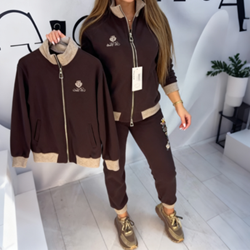 Women's Plush-Lined Slim-Fit Tracksuit Set