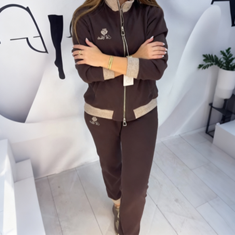 Women's Plush-Lined Slim-Fit Tracksuit Set