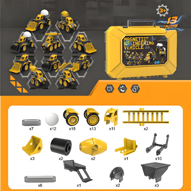 🎄 Magnetic Vehicle Building Set – The Ideal Christmas Gift for Little Builders 🚜