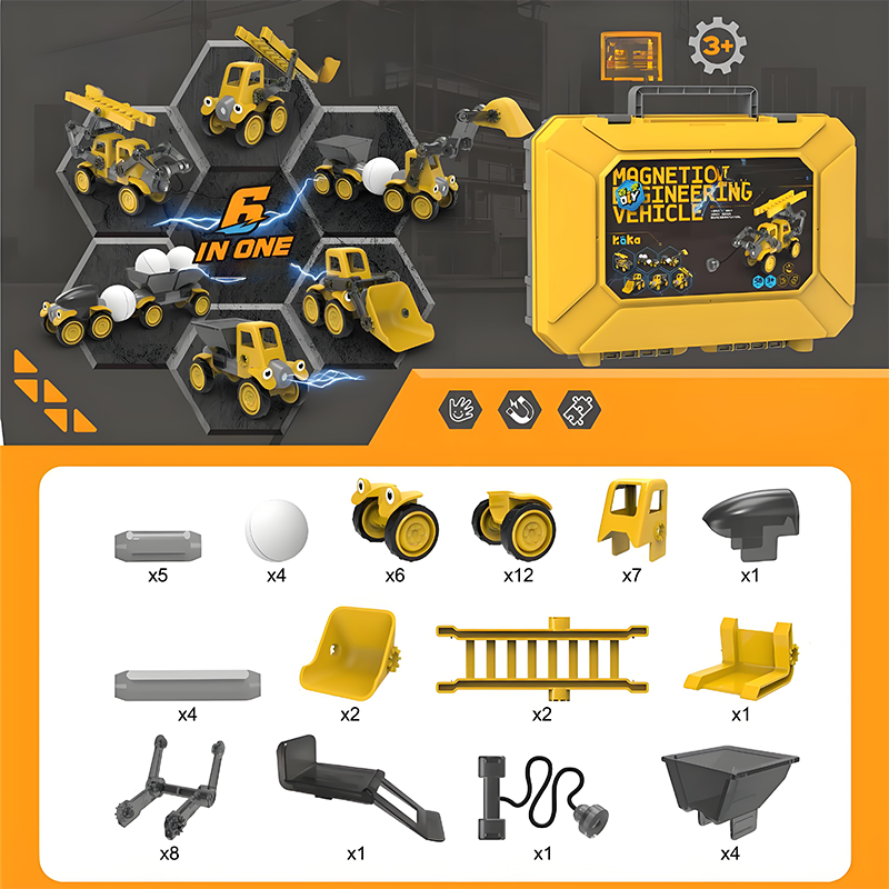 🎄 Magnetic Vehicle Building Set – The Ideal Christmas Gift for Little Builders 🚜