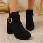 Women’s Block Heel Ankle Boots with Side Zipper