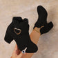 Women’s Block Heel Ankle Boots with Side Zipper