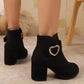 Women’s Block Heel Ankle Boots with Side Zipper