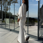 Women's Ribbed Long-Sleeve Tops & Flare Pants 2-Piece Set