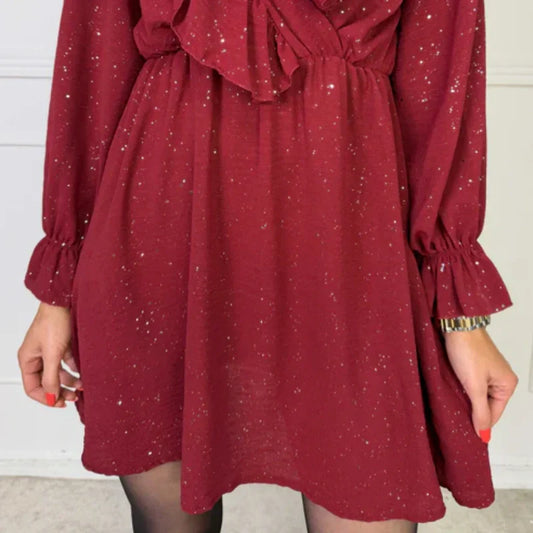 Women’s Ruffled V-Neck A-Line Mini Dress