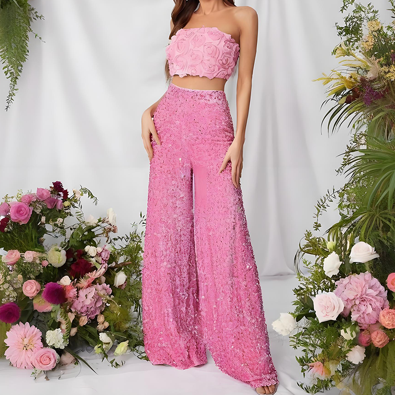 Women’s Fashion Sequin Wide-Leg Pants