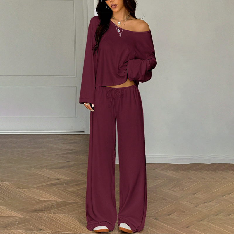 🔥New arrivals offer-Women's Off-Shoulder Top &  Pants 2-Piece Outfit