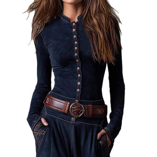 🔥Hot Sale Offers-Vintage Stand Collar Button-Down Swing Dress