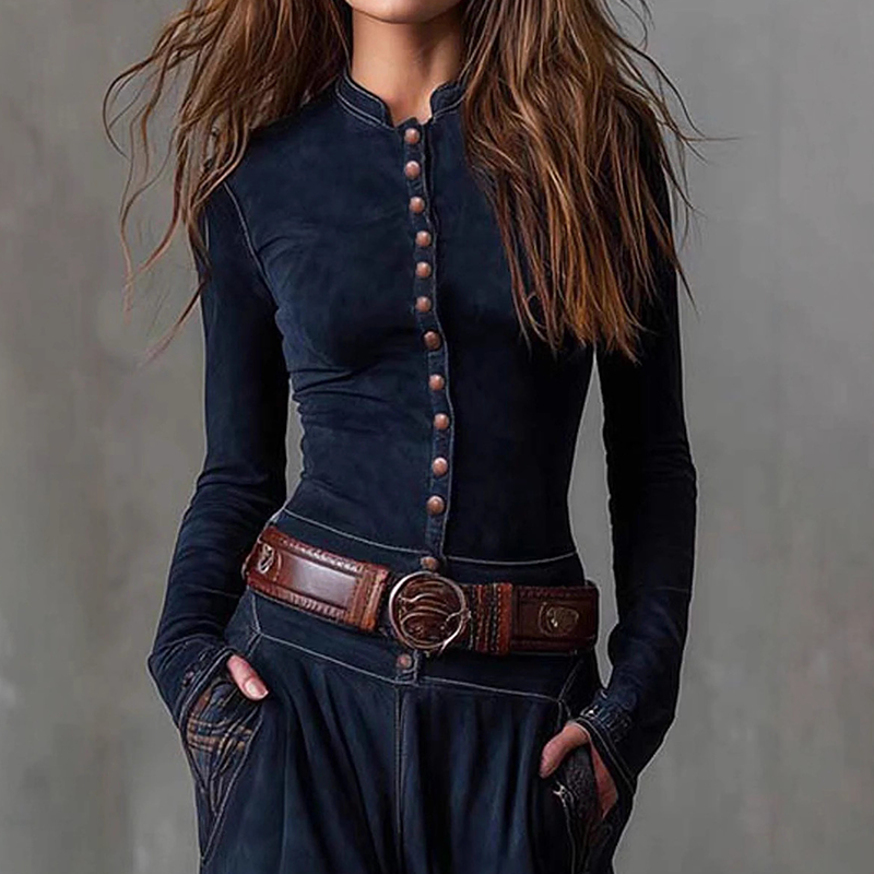 🔥Hot Sale Offers-Vintage Stand Collar Button-Down Swing Dress