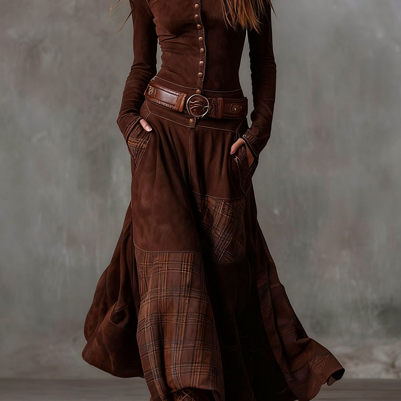 🔥Hot Sale Offers-Vintage Stand Collar Button-Down Swing Dress
