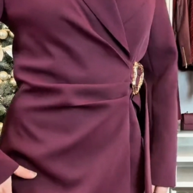 🔥Hot Sale Offers-Women's Solid Long Sleeve Notch Lapel Blazer Dress