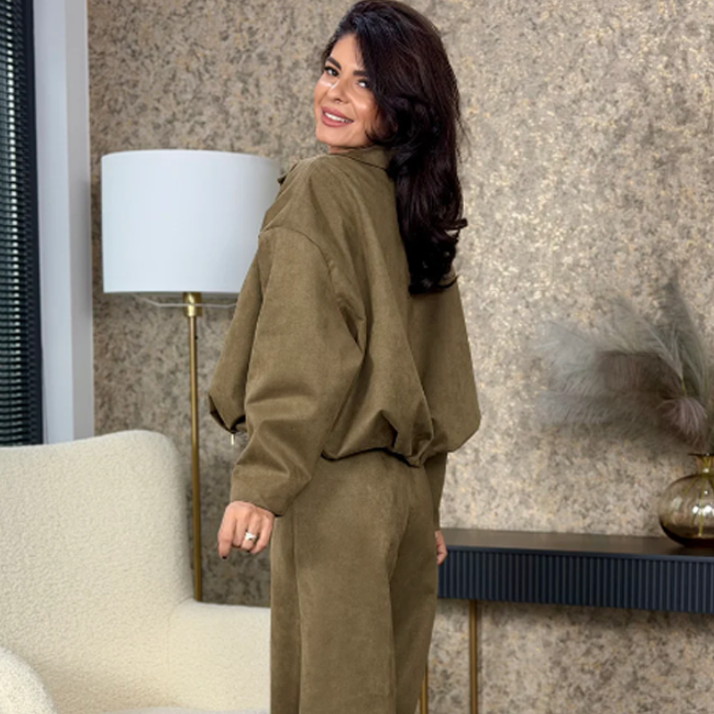 🔥New arrivals offer-Women's Zip-Up Jacket & Wide-Leg Pants Two-Piece Set🚛 Free delivery