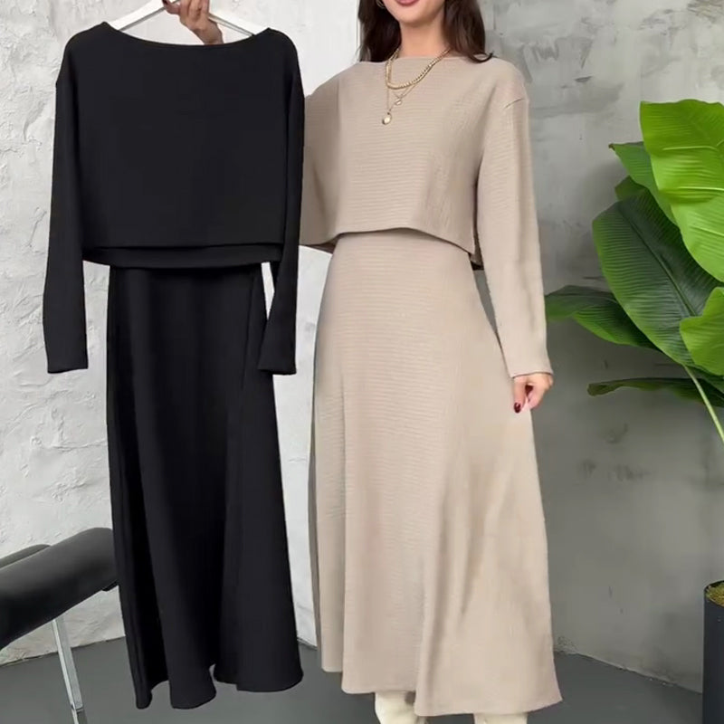 Women's 2-Piece Knit Outfits Tank Midi Dress & Crop Top🚛Free Shipping