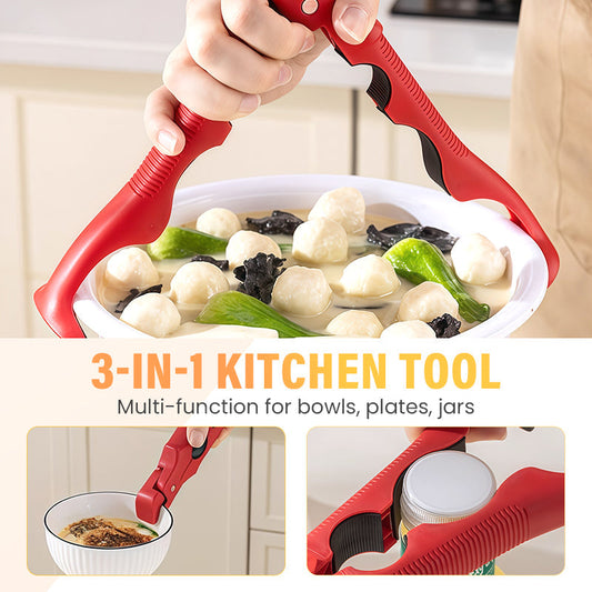 🍽️ 3-in-1 Silicone Bowl & Plate Clamp | LAST DAY 50% OFF!! | Non-Slip Grip for Food Storage & Transport | Final Chance Kitchen Helper Gift 🎅✨