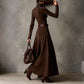 🔥New Arrivals Special Offer-Elegant Turtleneck A-Line Flowy Maxi Dress