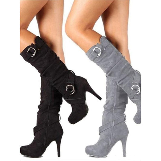 Women's High-Heel Slouchy Over-the-Knee Boots