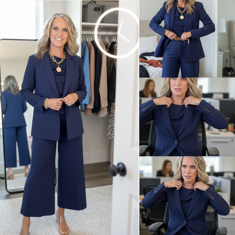 Women's 3-Piece Suit Set with Wide-Leg Pants and Top