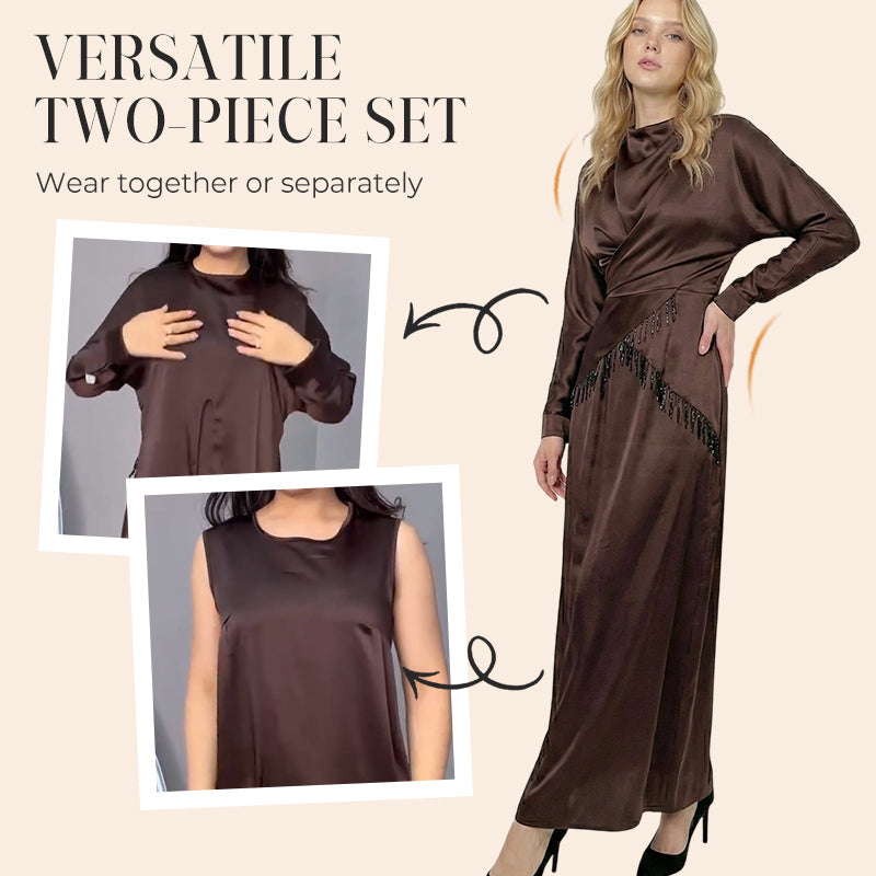 Women's Elegant Beaded Fringe 2-Piece Dress Set