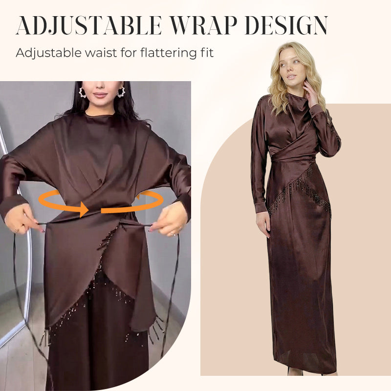 Women's Elegant Beaded Fringe 2-Piece Dress Set