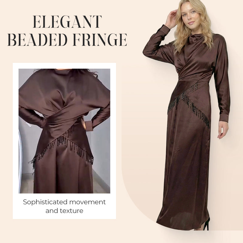 Women's Elegant Beaded Fringe 2-Piece Dress Set