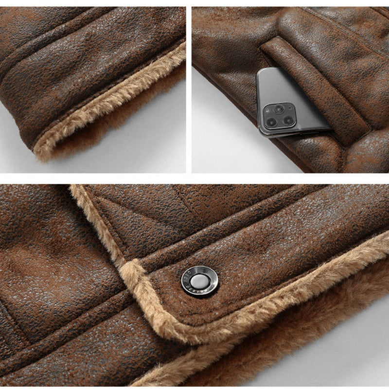🔥 Hot SaleHot Sale Offers-Men's Casual Button-Up Heavy-Duty Warm Leather Jacket