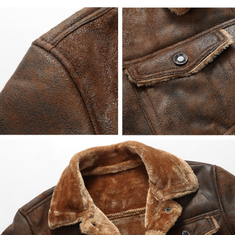 🔥 Hot SaleHot Sale Offers-Men's Casual Button-Up Heavy-Duty Warm Leather Jacket
